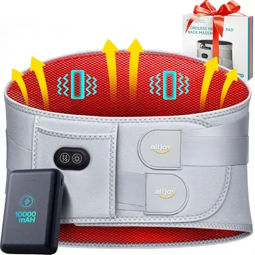 ALLJOY cordless heating pad with vibration massage and extended battery