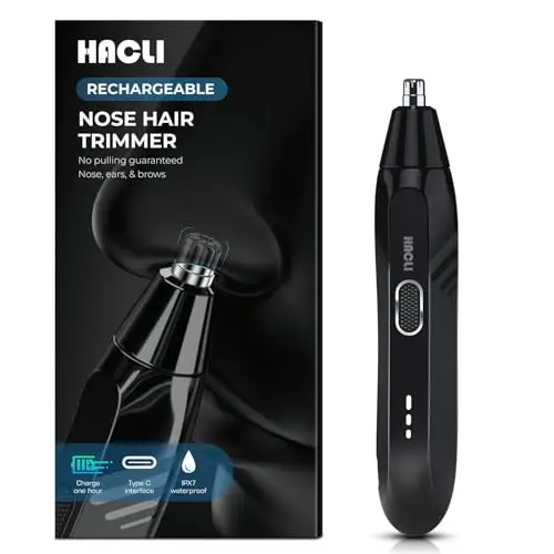 HACLI black nose hair trimmer with modern design and LED indicator