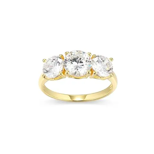 MORGAN & PAIGE yellow gold plated three stone engagement ring