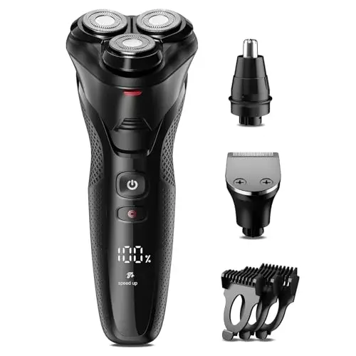 rategist 3-in-1 electric shaver with interchangeable heads and HD display