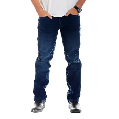 The Perfect Jean athletic fit jeans in dark blue showing roomy thigh design