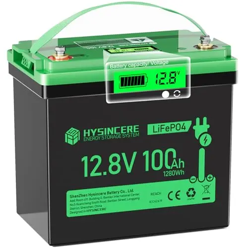 HYSINCERE 12V 100Ah mini lithium battery with LED display