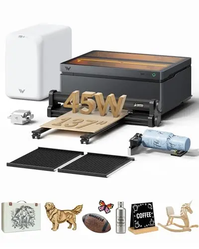 WECREAT Vision Pro 45W laser engraver with auto conveyor feeder