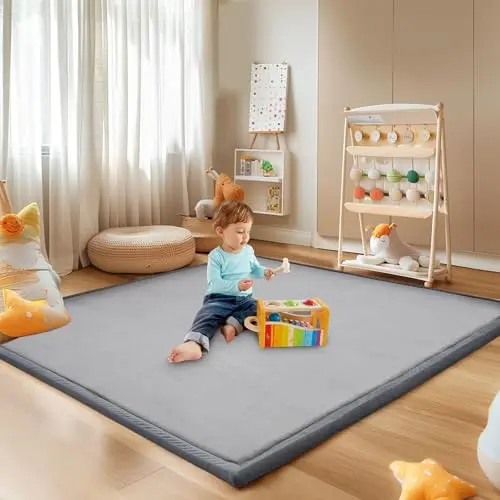 SUNYRISY thick memory foam play mat with non-slip bottom