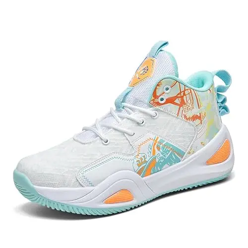 Green basketball shoes with breathable mesh upper for volleyball and outdoor sports