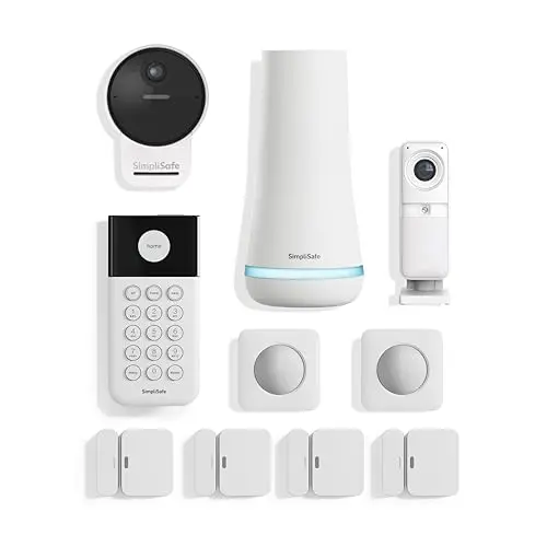 SimpliSafe wireless home security system with outdoor camera and sensors