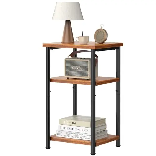 DUMOS three-tier end table with adjustable feet