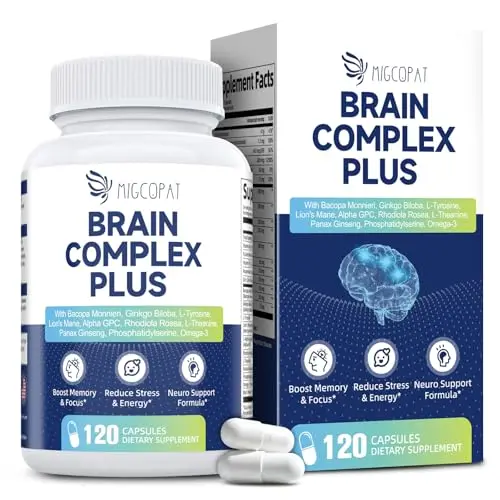 Migcopat brain supplement bottle with capsules