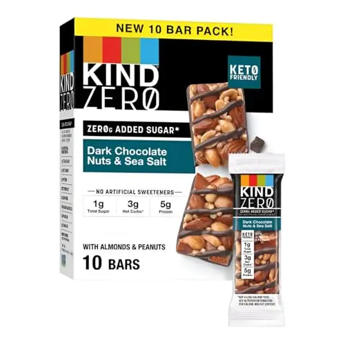 KIND ZERO Added Sugar Bars Dark Chocolate Nuts and Sea Salt