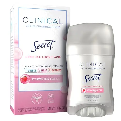 Secret Clinical Strength deodorant with strawberry fizz scent