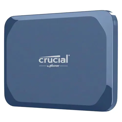 Crucial X10 Portable SSD in matte blue with modern design