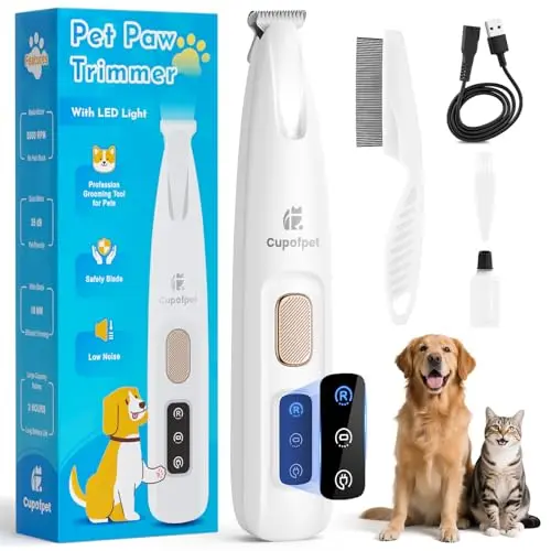 CUPOFPET dog paw trimmer with safety blade and LED light