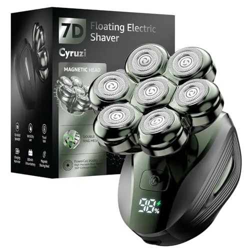 Cyruzi waterproof head shaver with LED display and ergonomic grip