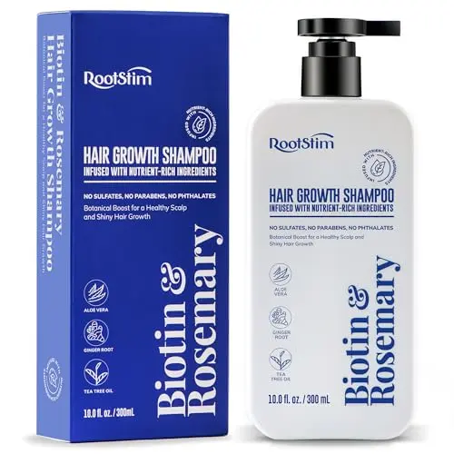 RootStim Biotin and Rosemary Shampoo bottle with natural ingredients