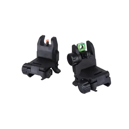 Zzhununt flip up front and rear backup sights with red and green fiber optics