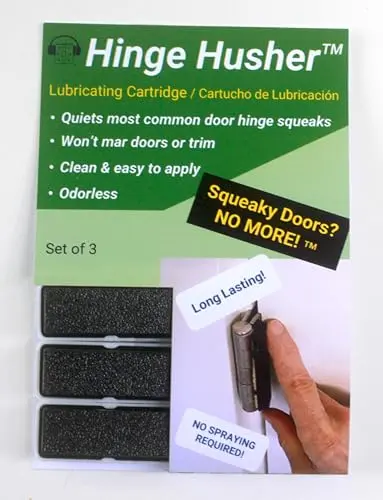 Hinge Husher magnetic lubricant cartridges for door hinges
