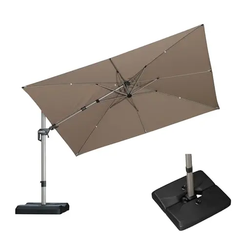 PURPLE LEAF 11.5' x 8' windproof patio umbrella with left-right tilt and weighted base