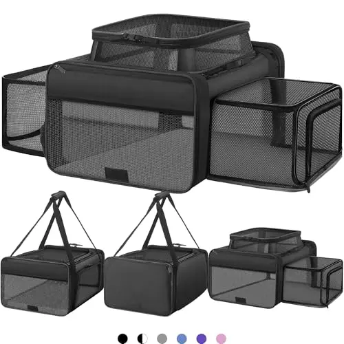 SHARLOVY expandable pet carrier with self-locking zippers