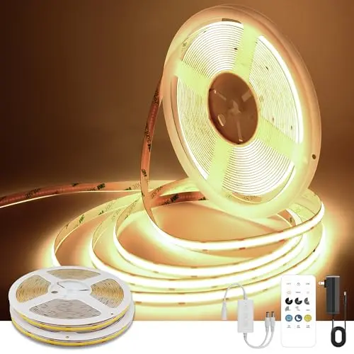 Pandery COB LED strip lights showing seamless warm white illumination