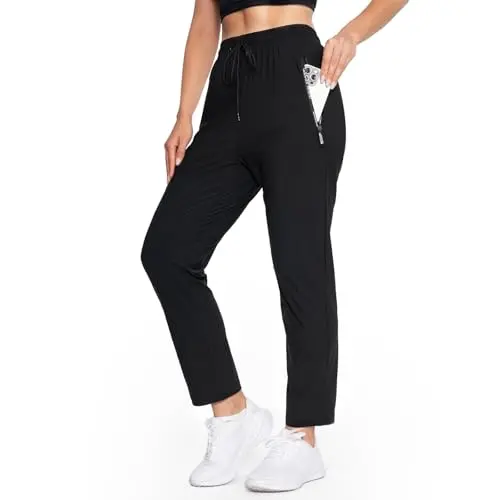 BEESWAN women's stretch active pants with zippered pockets