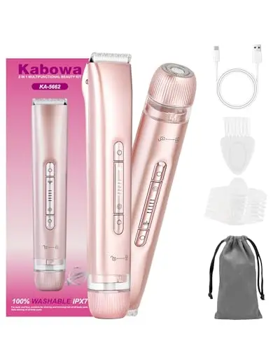 Kabowa 2-in-1 electric razor for women with dual heads for body and facial hair
