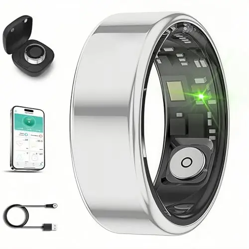 Hivisuals smart ring with charging case and health features