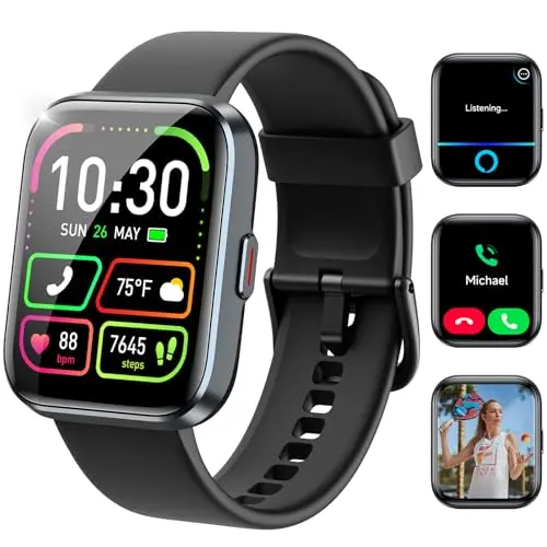 WMK smart watch showing fitness metrics