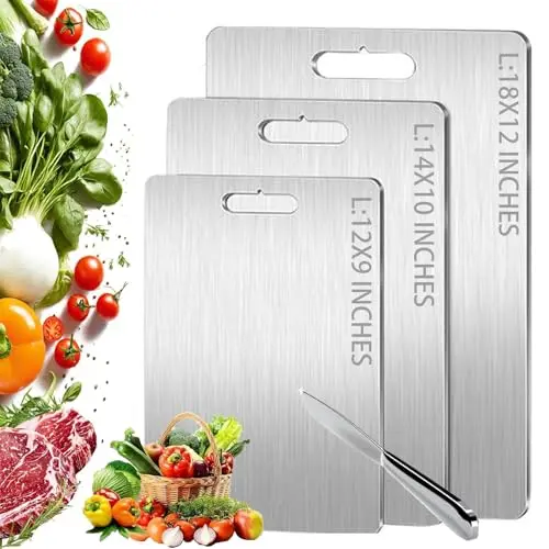 Tiomion titanium cutting board with double-sided design and easy-clean surface