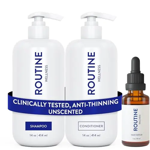 Routine Wellness shampoo conditioner and serum set for thinning hair