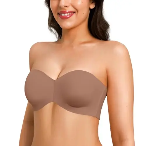 Popilush strapless minimizer bra with underwire and adjustable fit