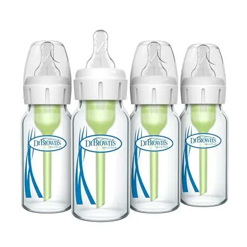 Dr. Brown's glass anti-colic baby bottle with slow flow nipple
