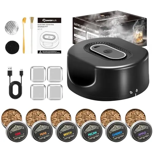 SakerPlus electric cocktail smoker with built-in lighter and wood chips