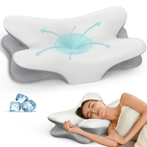 Besyodo cervical neck pillow with butterfly ergonomic design and cooling cover