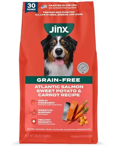 Jinx Grain-Free dry dog food with salmon for all life stages
