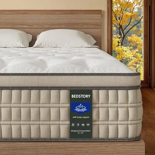 BedStory 14 inch hybrid mattress with pain-relieving support for back and hips