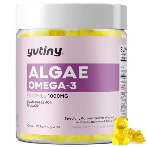 Yutiny vegan omega-3 gummies for women with lemon flavor