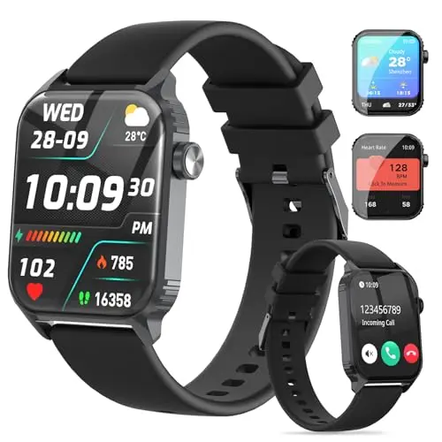 TRAUSI smartwatch with 1.83-inch HD display and sleek rectangular design