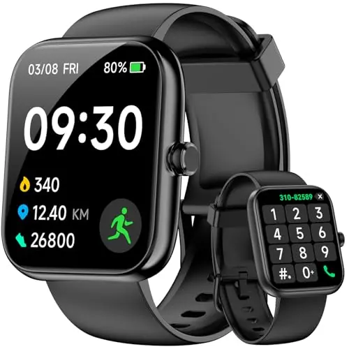 Smart watch with Alexa built-in and call functionality in black