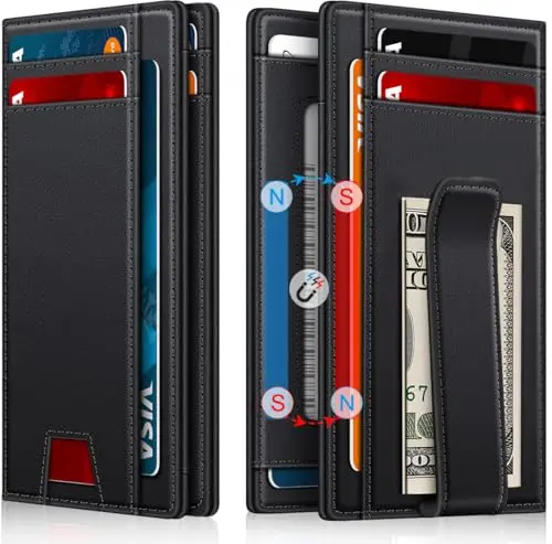 GTWUP men's slim wallet with magnetic closure and multiple card slots