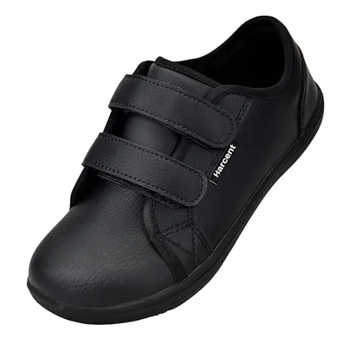 Harcent kids wide barefoot shoes with minimalist design and hook-and-loop closure