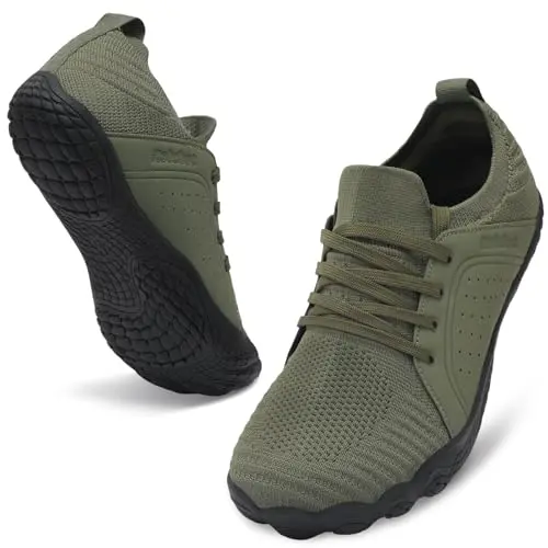 relxfeet men's barefoot trail running shoes in army green
