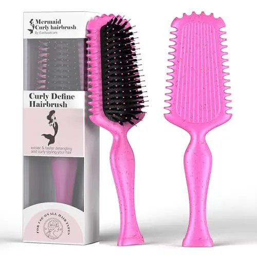 ZNONOX mermaid curly hair brush in rose red for defining curls