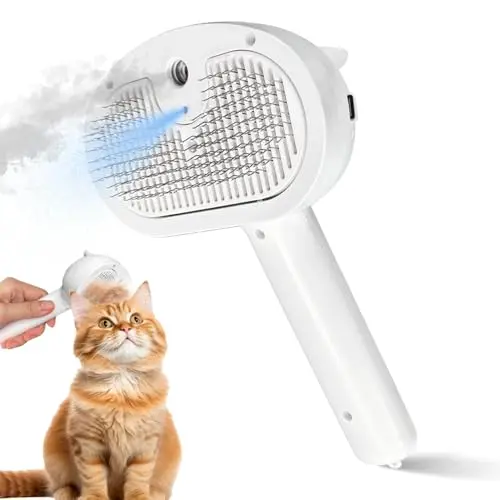Ampux steam cat brush for shedding and detangling