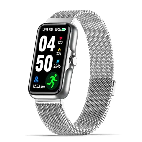 JYUAJOI fitness tracker with curved LED screen and heart rate display