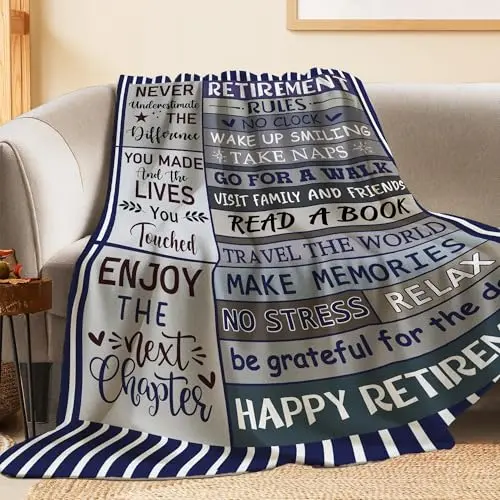 Retirement Throw Blanket with soft flannel material in solid color