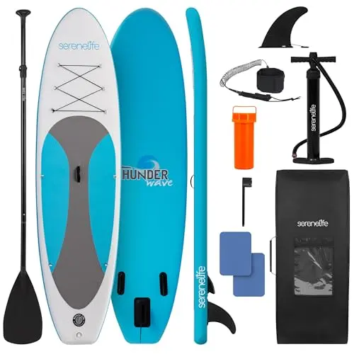 SereneLife 10 foot marine blue inflatable paddle board