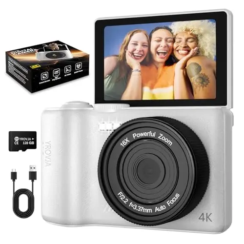 ZHIXJIA 4K digital camera with flip screen and large storage