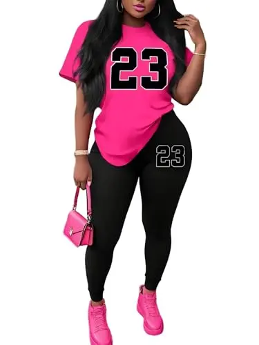 Nimsruc women's 2-piece tracksuit with number print for summer