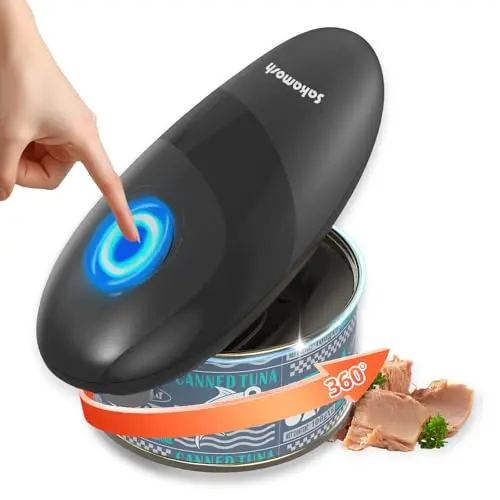 SAKAMOSH electric can opener with one-touch operation and safety smooth edge
