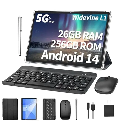 PYNAREL Android tablet with keyboard and high RAM for gaming